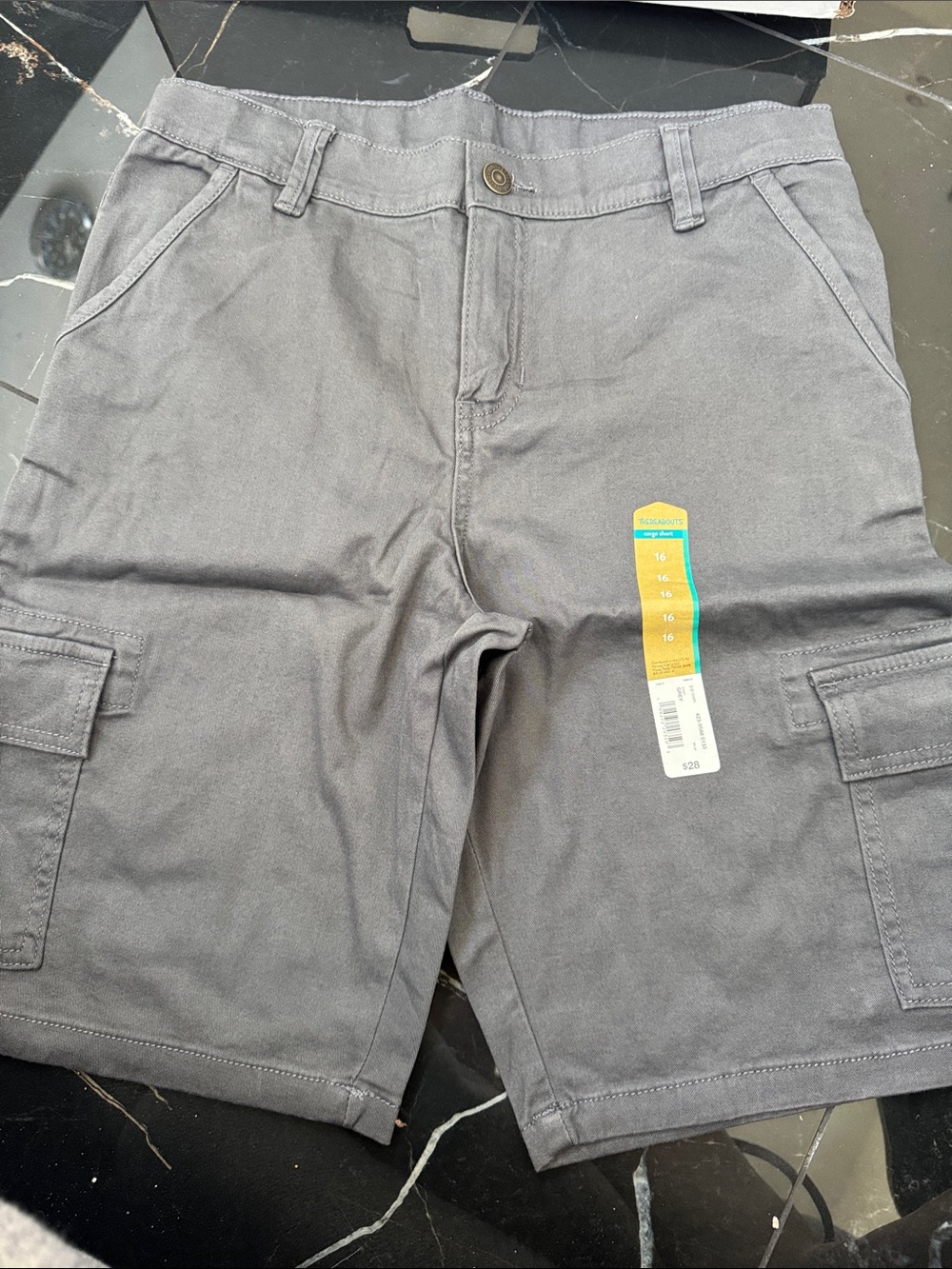 Little and big kids thereabouts Gray Cargo Shorts with Utility Pockets